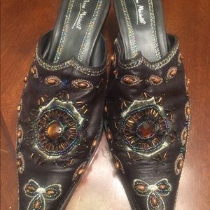 Jeweled Brown Mules